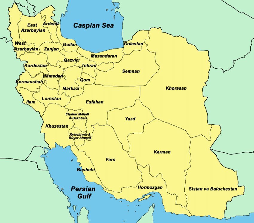 Площадь ирана в кв км. Гилян на карте Ирана. Иран провинция Гилян. Провинции Ирана на карте. Территориальное деление Ирана.